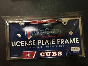 Chicago Cubs Metal License Plate Frame Chrome Finish FREE SHIPPING .