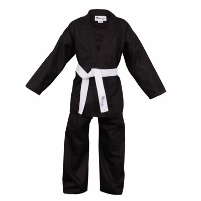 Terno de karatê infantil preto cinto branco livre terno de karatê infantil - Imagem 1 de 2