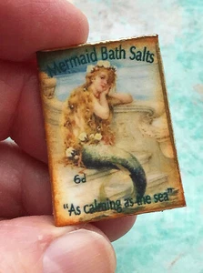 Miniature Dollhouse Mermaid Sign 1:12 antique bath salts advertisement ocean - Picture 1 of 4