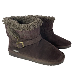 Muk Luks Damen-Schneestiefel braun rund geschnitten Größe 8 Wildlederimitat superweiches Futter - Bild 1 von 13