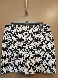 Womens Mario Serrani Italy Black White Floral Golf Tennis Skort Size Large - Picture 1 of 5