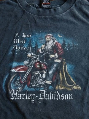 Vntg 1995 Harley Davidson Santa Claus Monty's West Bridgewater MA T-Shirt Sz XL  - Image 1 of 4