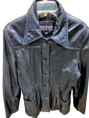 VETEMENTS Cappotto giacca donna Wilsons pelle nero grande tasche con bottoni morbido sottile us intime ottimeioni