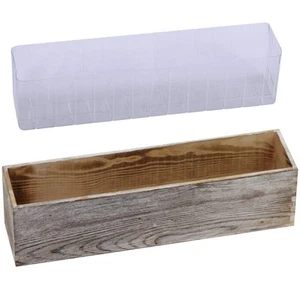 Wood Planter Box Rectangle Wooden Rectangular Planter Decorative Rustic Woode... - Picture 1 of 5