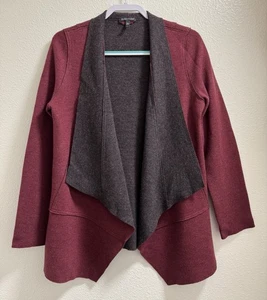 Veste longue moto Eileen Fisher laine pull cardigan bordeaux femme petit - Photo 1/11
