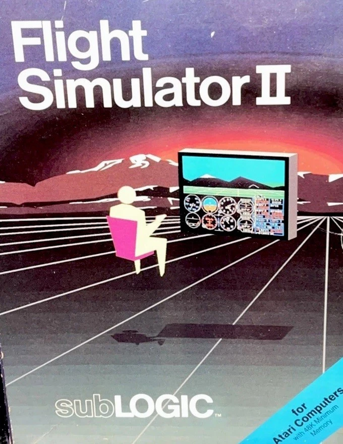 Flight Simulator II subLOGIC for ATARI computer - complete SET box manual 2 disk - Image 1 of 4