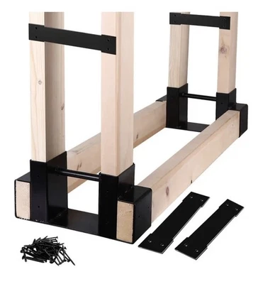 Kit de soporte de estante de almacenamiento de troncos de leña para exteriores ajustable a cualquier longitud Foto 1 de 2