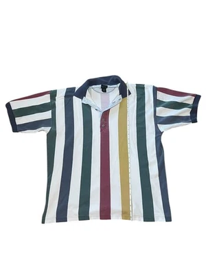 Vintage Structure Mens XL 100% Cotton Polo Shirt Stripe 90s Work Golf Y2K Retro - Image 1 of 4
