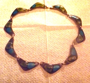Vintage Modern Signed Enamel Necklace 15" - Picture 1 of 7