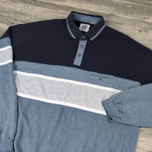 Vintage LD-Sport International Men's 3XLT Tri-Color Long Sleeve Polo Shirt 90s - Picture 1 of 12
