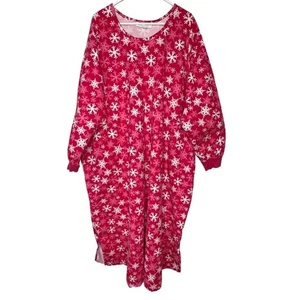 Dreams Co 4X Nachthemd Schneeflockenmuster Langarm Rosa Weihnachten Nachtwäsche - Bild 1 von 6