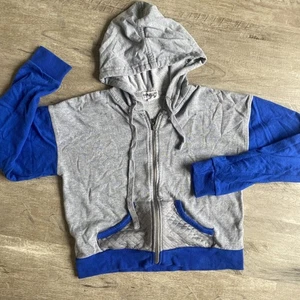 Dream Out Loud Cropped Hoodie Size Large Grey Blue Full Zip Hooded Sweatshirt - Picture 1 of 5