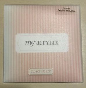 Close To My Heart Acrylix Acrylic Cling Stamps D1179 “Festive Thoughts” Phrases- - Afbeelding 1 van 3
