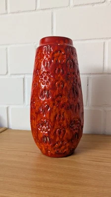 BodenVase 70er Jahre Scheurich Keramik europ linie BERNINA 265-30 rot orange 60s - Bild 1 von 4