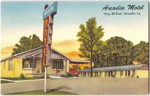 Louisiana Roadside ARCADIA MOTEL Bienville Parish 1940s Linen Vintage Postcard - Picture 1 of 2