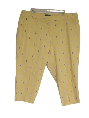 Talbots Pants Women Size 20P Novelity Print Bumble Bees Cropped Capri Yellow - Image 1 of 4