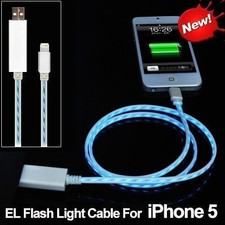Visible Flowing LED Light USB Data Sync Charger Cable For Phone5/SE/7/6S plus