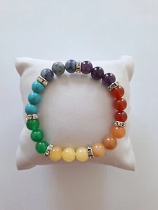 BRACELET 7 CHARKRAS EN PERLE NATURELLE DIAMETRE 8 LONGUEUR 16CM - Picture 1 of 1