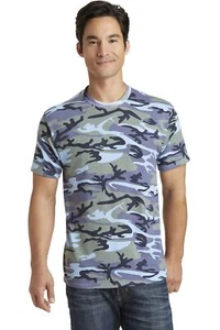 Port & Company PC54C Mens Short Sleeve Core Cotton Camo Crew Neck T-Shirt - Picture 1 of 5