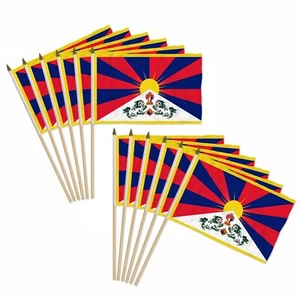 12 Stück Packung Tibet 12 x 18 Zoll tragbare Land Stick Flaggen - Bild 1 von 2