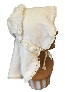 Antiguo gorro blanco eduardiano, pequeño para mujer o niño - Imagen 1 de 6
