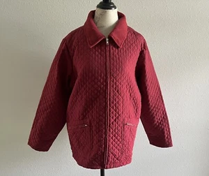 Denim And Company Jacket Womens 1X Red Relaxed Light Weight Quilt Lined Full Zip - Picture 1 of 8