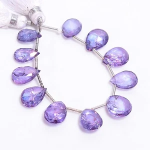 Natural Mystic Quartz Gemstone Pear Faceted Beads 11X7 12X9 mm Strand 4" E-1011 - Picture 1 of 1