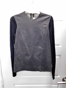Blusa Top Helmut Lang Negra Cuero Cordero Genuino Brazo Transparente Talla S - Imagen 1 de 6