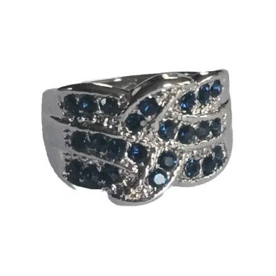 ANILLO ACENTO TITANIO FOREVER WEAR PLATA AZUL ZAFIRO NUEVO TALLA 8 BANDA ANCHA Foto 1 de 4