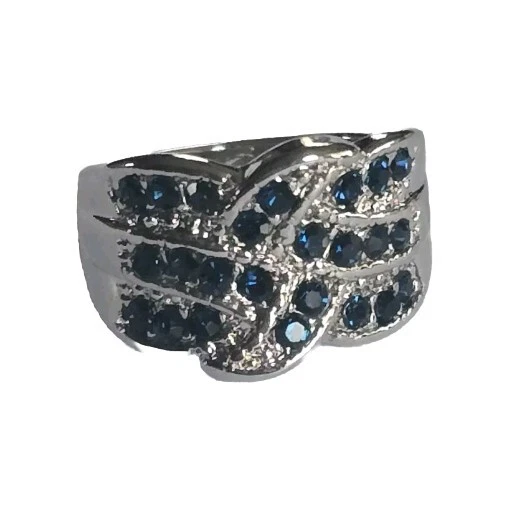 ANILLO ACENTO TITANIO FOREVER WEAR PLATA AZUL ZAFIRO NUEVO TALLA 8 BANDA ANCHA Foto 1 de 4