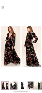 Lulu’s Dress Size Small Chateau de Versailles Black Floral Print Maxi - Picture 1 of 11