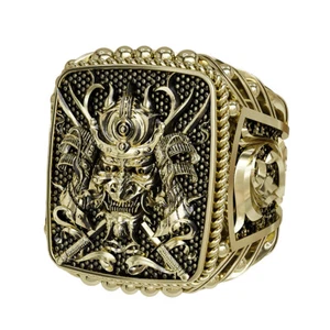 Japanese Samurai Ring Warrior Knight Gothic Biker Brass Jewelry - Picture 1 of 7