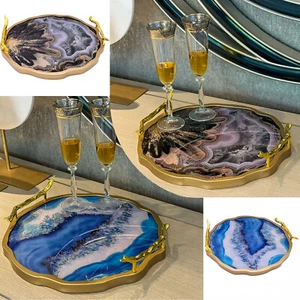 Agate Themed Decorative Trays Vanity Trays Candle Display - Picture 1 of 12