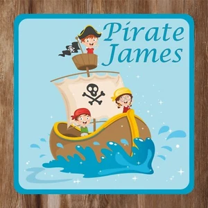 Pirate Boat Kids Bedroom Door Sign Personalised With Any Name - Picture 1 of 1