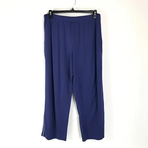 Lands’ End Wide Leg Sweatpants Women's Plus Size 1X Blue Stretch Knit Pockets - Picture 1 of 12
