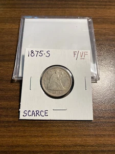 1875-S Seated Liberty Twenty Cent Piece 20C FINE/VERY FINE (F/VF) - Picture 1 of 4