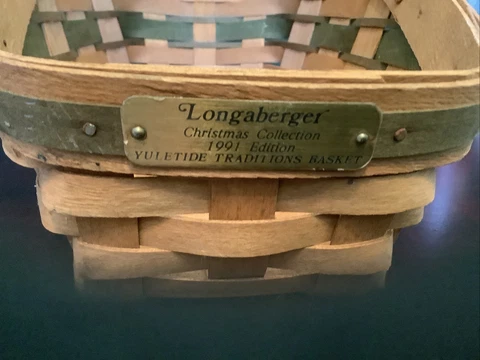 Longaberger Large Vegetable Basket 1991 Yuletide Traditions Basket Green  Cute Cover