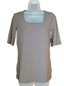 Kettlewell Women's Knit Top Shirt Short Sleeves Khaki Green w/ Veining Size M   - Picture 1 of 7