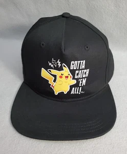 Pokemon Pikachu Gotta Catch 'Em All Hat 2022 Youth Black Snapback Flat Bill Cap - Picture 1 of 8