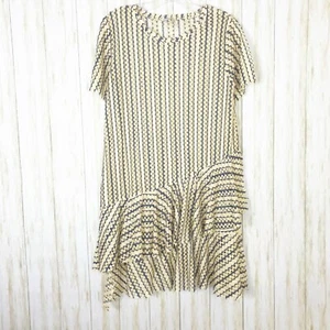 ZARA W/B Collection Cream/Blue Striped Dress Ruffle Accents Size S - Picture 1 of 7