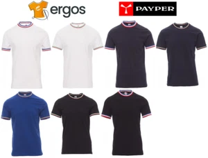 PAYPER FLAG T-Shirt Girocollo Manica Corta Colletto Tricolore da Uomo in Cotone - Foto 1 di 9