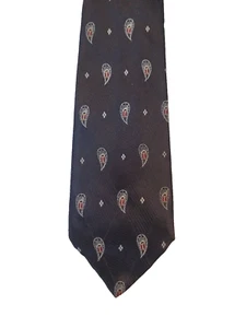 CHANEL Tie, Very Dark Navy (almost Black) Paisley, 100% Silk, Made in Italy - Picture 1 of 9