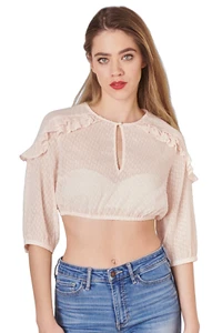 Dirndlbluse, Krüger Collection Darlin, rosa, Halbarm hochgeschlossen Gr. 42,ecru - Bild 1 von 12