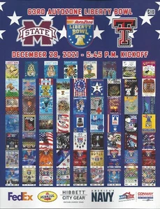 2021 Liberty Bowl Program Texas Tech Red Raiders Mississippi State Bulldogs - Imagen 1 de 9