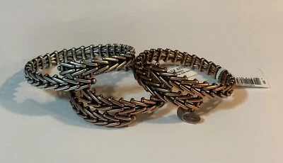 Nuevas pulseras envolventes articuladas de plata y cobre Alex and Ani Gypsy 66 de 3 piezas Foto 1 de 4