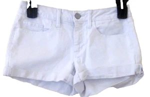 SO- Women's Jean-Shorties-Size 7- Shorts-Cuffs-White-5 Pockets-Cotton Spandex - Picture 1 of 6