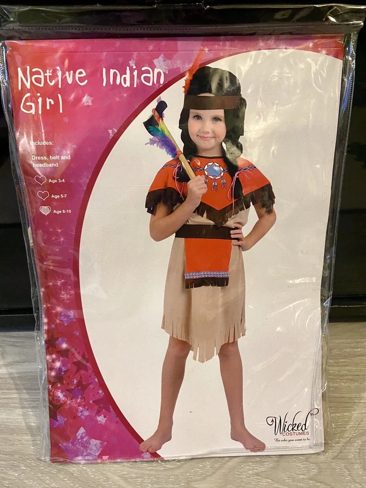 World Book Day Native Indian Girl Fancy Dress. Dress/Belt/Headband Age 8-10 New - Image 1 of 4