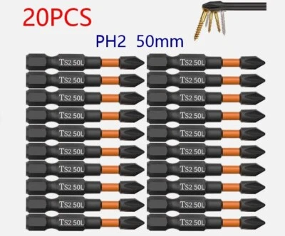 20PCS PH2 Impact Duty Driver Bit Set Magnetic Phillips Screw Driver Bits 50mm