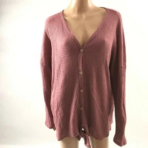 A Beautiful Soul Womens Knit Top Sweater Oversized Long Sleeve Pink Red Size M - Picture 1 of 6