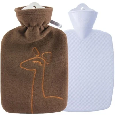 Hugo Frosch Classic Hot Water Bottle Double Fleece Cover Chocolate 1.8L - Image 1 of 4